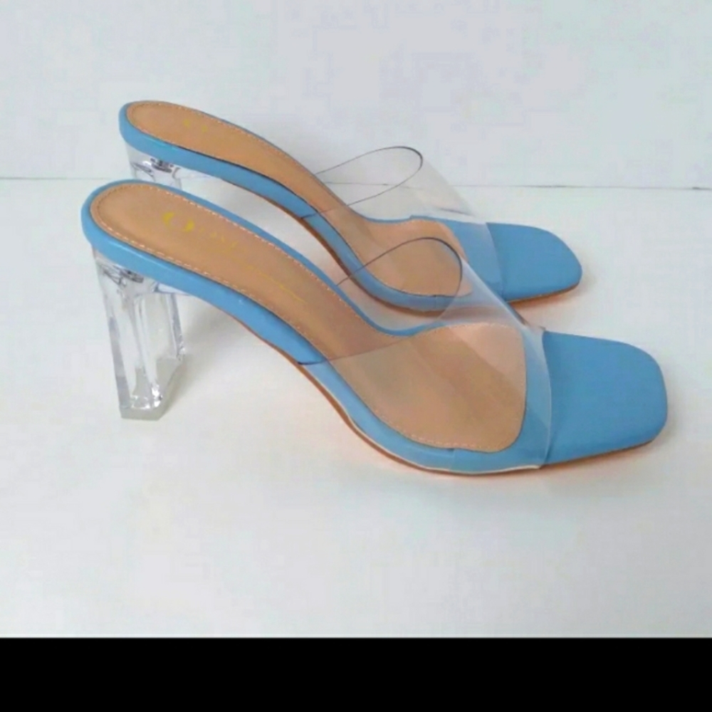 Stylish Blue Transparent Heels